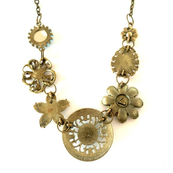 Gold Tone Multi Colored Crystal Statement Necklace - Picture 7 of 7